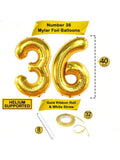 40in Giant Gold 36 Number Balloon for 36th Birthday Decorations for Men