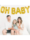 Gold Oh Balloon Banner 16 Inch Letter Balloons for Gender Reveal Decor