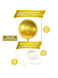 6-Pack 22-Inch Large Gold Metallic Balloons for Disco and NYE Party Decor