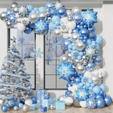 Winter Wonderland Balloon Arch Kit with Blue, Silver, and White Balloons