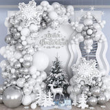 116PCS Winter Wonderland Balloon Arch Kit White & Silver Party Decor