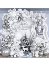 116PCS Winter Wonderland Balloon Arch Kit White & Silver Party Decor