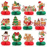 12-Piece Gingerbread Honeycomb Centerpieces for Christmas Table and Holiday Decor