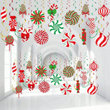 68-Piece Christmas Hanging Swirls Peppermint Candy Ceiling and Wall Decor