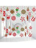 68-Piece Christmas Hanging Swirls Peppermint Candy Ceiling and Wall Decor