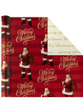 Set Of 3 Reversible Christmas Wrapping Paper Rolls (120 Sq. Ft. Total) With Red & Gold Snowflakes, Stripes, Plaid & Santa's Sleigh Designs,