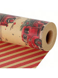 Reversible Kraft Christmas Wrapping Paper 17x33in Vintage Trucks