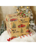 Reversible Kraft Christmas Wrapping Paper 17x33in Vintage Trucks