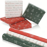 3-Pack Christmas Gift Wrapping Paper Rolls 17x120 with Cute Holiday Designs
