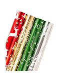 4 Jumbo Christmas Wrapping Paper Rolls 30x120in Red Green Gold Silver