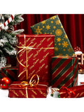Shiny Christmas Wrapping Paper 3 Rolls Red Green Gold Holiday Designs