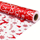 Reversible Christmas Wrapping Paper 17x32.8 Red White Santa Reindeer Snowflake