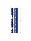 Image Arts Blue Christmas Wrapping Paper 4 Rolls Snowmen Snowflakes Stripes