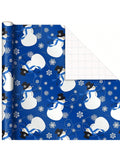 Image Arts Blue Christmas Wrapping Paper 4 Rolls Snowmen Snowflakes Stripes