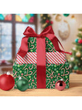 Reversible Green Christmas Wrapping Paper Candy Cane Red Stripes 17x33