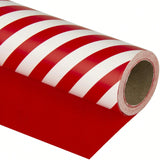 Reversible Wrapping Paper 17x33ft Red Stripe Design for Gifts & Holiday Parties