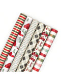 6pc Rustic Christmas Wrapping Paper Rolls 180 Sq Ft Red Black Gray Designs