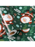 Christmas Green Wrapping Paper Roll Santa Pine Leaf 17x32.8ft