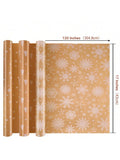 3-Pack Christmas Wrapping Paper Rolls 17x120in Brown Kraft Snowflakes & Stars