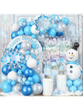 Winter Wonderland Balloon Arch Kit with Blue Silver White Balloons for Parties