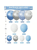 132pcs Snowflake Balloon Arch Kit with Blue Silver White Balloons for Winter Party