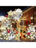 White Gold Christmas Balloon Arch Kit 117PCS Pearl Balloons Star & Reindeer