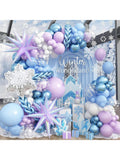 Winter Balloon Arch Garland Kit 113PCS Pastel Blue Purple White Balloons with Snowflake Foil