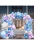 Winter Balloon Arch Garland Kit 113PCS Pastel Blue Purple White Balloons with Snowflake Foil