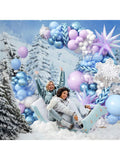Winter Balloon Arch Garland Kit 113PCS Pastel Blue Purple White Balloons with Snowflake Foil