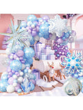 Winter Snowflake Balloon Garland Kit with Iridescent Blue Purple Balloons for Parties