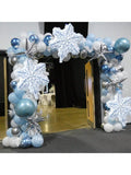 Winter Wonderland Balloon Garland 133 pcs Blue White Silver Snowflake Stars
