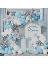 141PCS Blue White Snowflake Balloon Garland for Winter and Party Decor