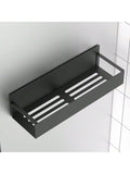 4pcs Magnetic Metal Spice Rack Organizer for Fridge and Oven Black