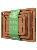 3pc Bamboo Cutting Board Set with Non-Slip Mat Deep Juice Groove Handles