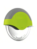 Ergonomic Pizza Cutter with Protective Blade Cover and Green Handle