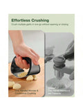 Stainless Steel Garlic Press Rocker with Peeler & Scraper Easy Use