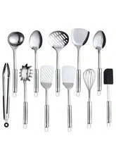 11 Pc Stainless Steel Kitchen Utensil Set with Nonstick Spatula for Cooking