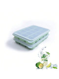 Set of 2 Silicone Ice Cube Trays 15 Cubes Each Stackable with Lid