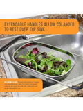 6Qt Stainless Steel Collapsible Colander Fine Mesh Expandable Handles