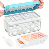 64pcs Ice Cube Tray Set with Lid Scoop and Container for Freezer Use