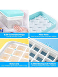 64pcs Ice Cube Tray Set with Lid Scoop and Container for Freezer Use