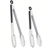 2PCS Stainless Steel Kitchen Tongs 9 & 12 Inch with Locking Non-Slip Grip