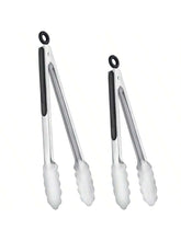 2PCS Stainless Steel Kitchen Tongs 9 & 12 Inch with Locking Non-Slip Grip
