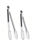 2PCS Stainless Steel Kitchen Tongs 9 & 12 Inch with Locking Non-Slip Grip