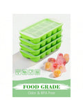 4-Pack Silicone Ice Cube Trays with Lids Stackable Freezer Set