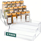 2-Pack Clear 3-Tier Acrylic Spice Rack for Cabinets and Condiments