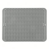 16x12in Grey Silicone Dish Drying Mat Heat-Resistant and Easy to Clean