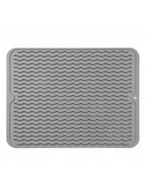 16x12in Grey Silicone Dish Drying Mat Heat-Resistant and Easy to Clean