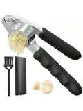Garlic Press and Peel Set with Heavy Duty Mincer Ergonomic Handle and Peeler