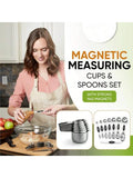 15pc Magnetic Stainless Steel Measuring Cups & Spoons with Leveler